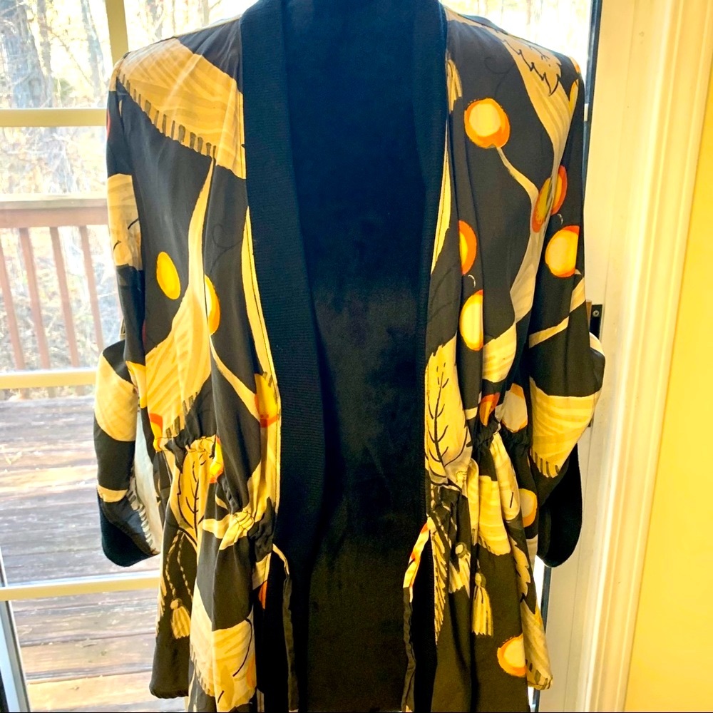 Elizabeth and James Silk Black Print Jacket